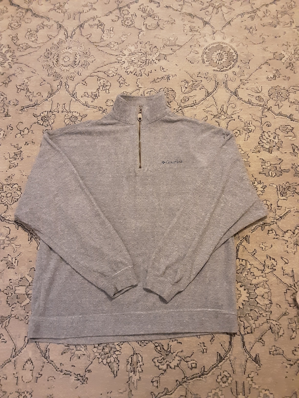 Y2K Columbia Men's Gray Quarter-Zip Sweater